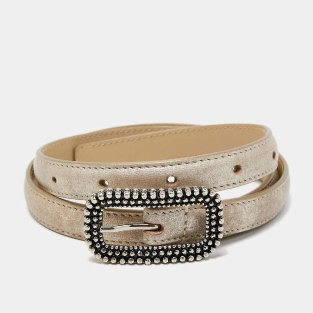 Bottega Veneta Slim Gold Beige Leather Belt 85/34
